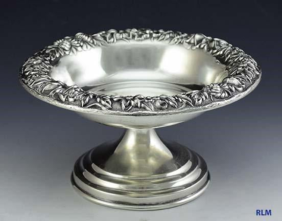 Antique S. Kirk & Son Repousse Sterling Silver Small Compote