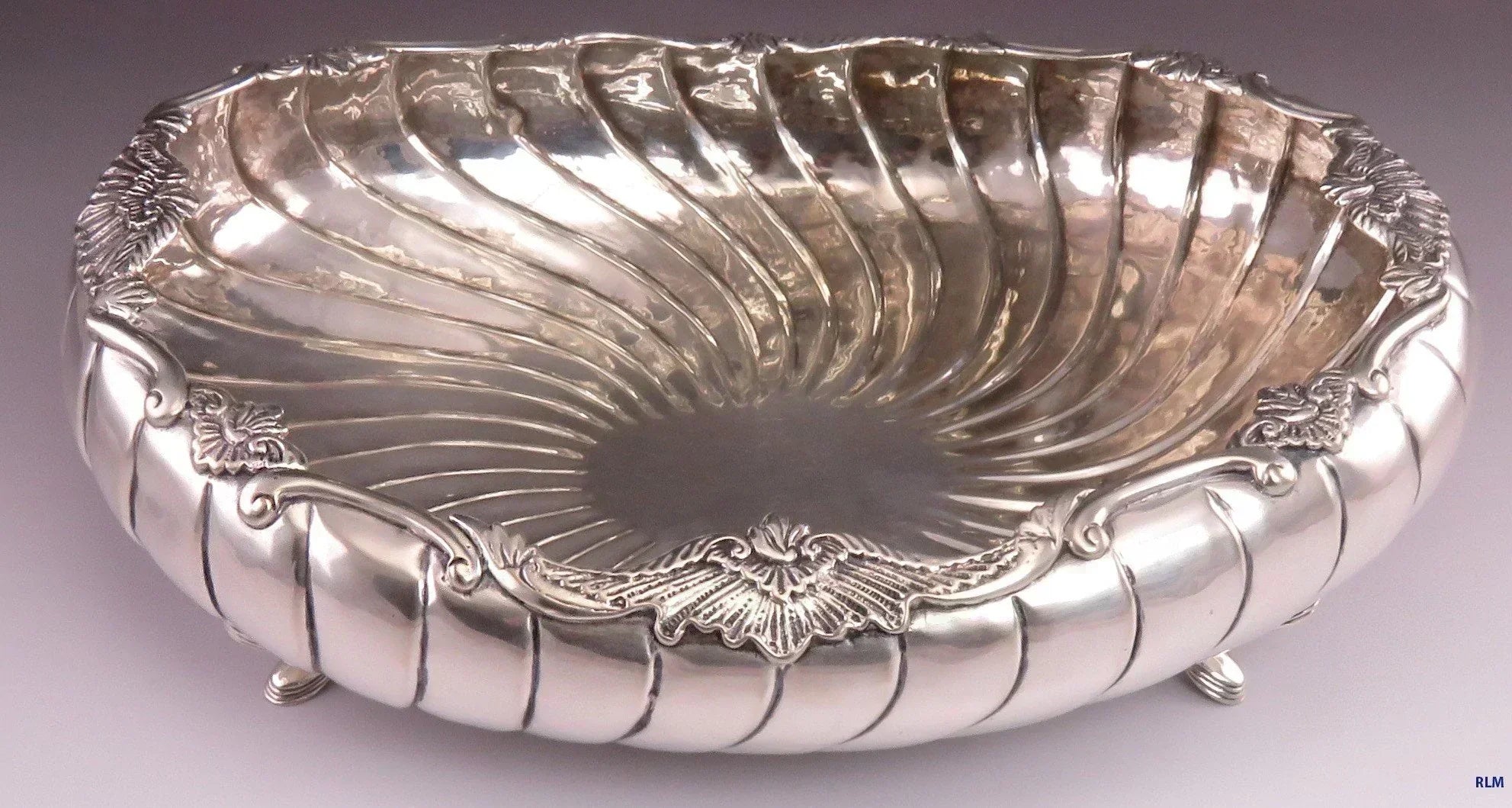 late 1600s/early 1700s European German? Silver Fluted Swirl Footed Bowl