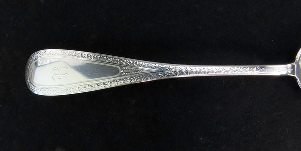 c1875 Sterling Silver Serving Spoon Large Bowl R Mono 11 7/8 Inches