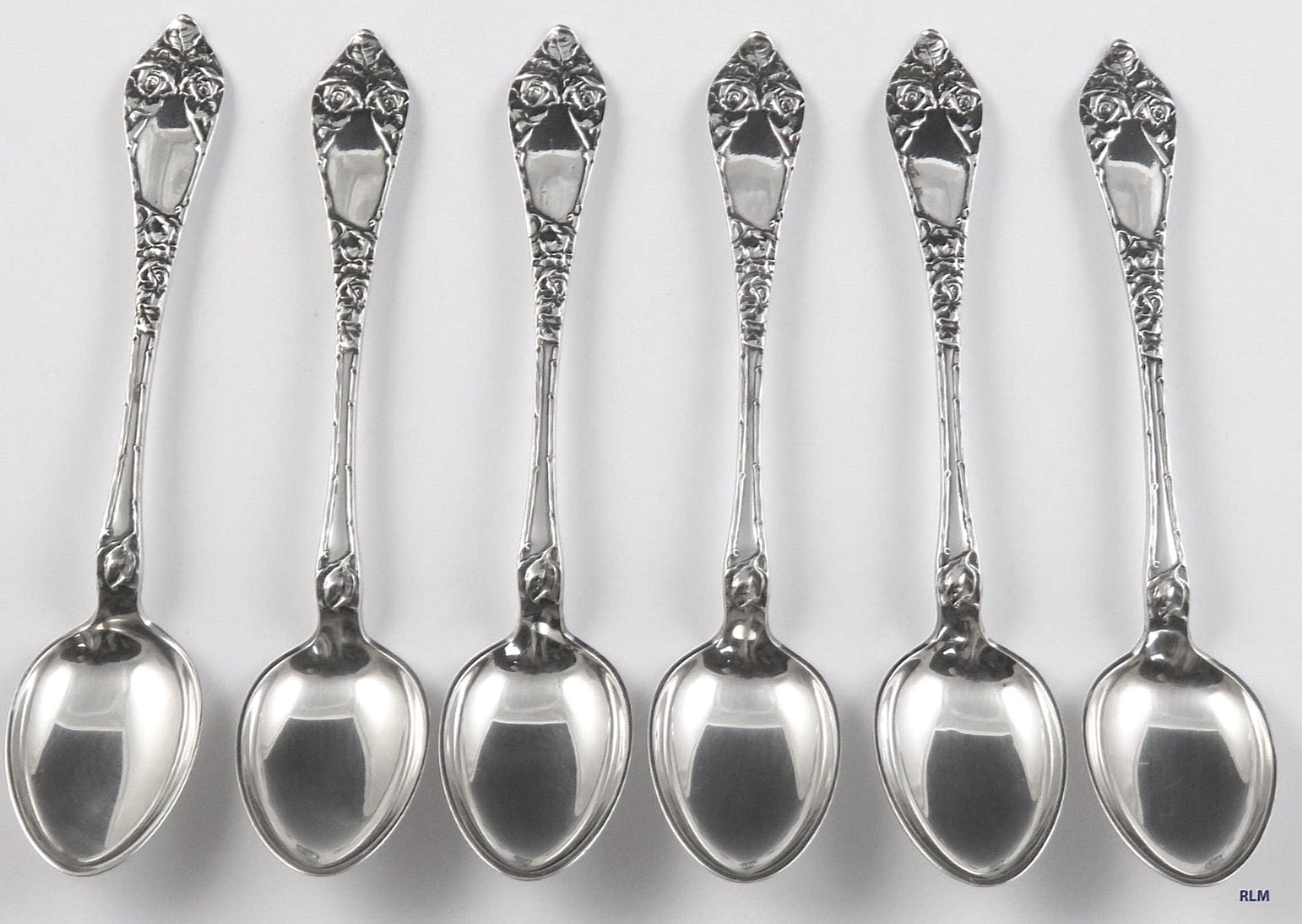 Norwegian 830S Silver Open OPPHØYET Rose Demitasse Spoons Th. Marthinsen Norway