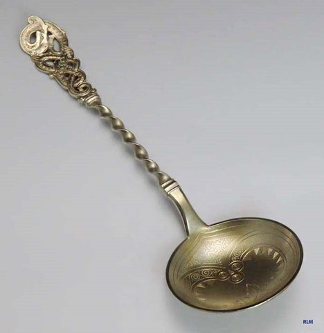 1901 Antique Danish 826 Silver Dragon Handle “Bibs” Serving Spoon