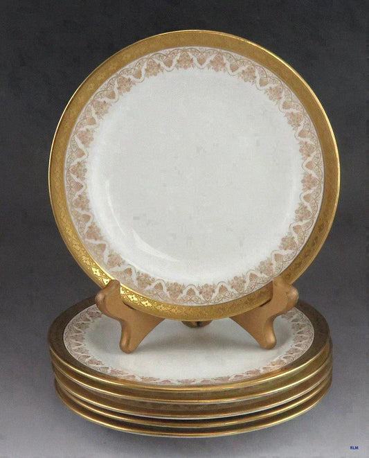 Fine set 6 Cauldon White w/ Gold Gilt Rims Bread & Butter Plates