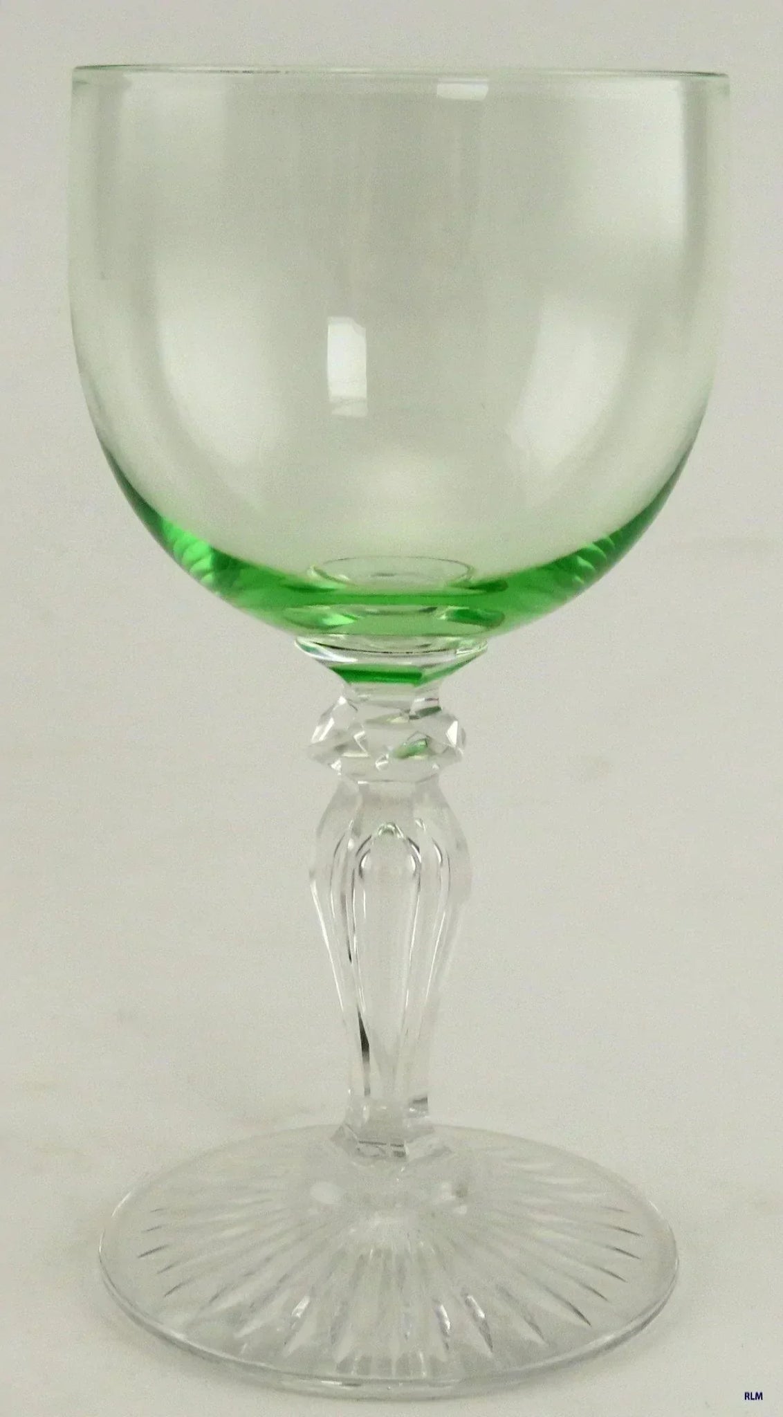 5 Antique Great Quality Hand Blown Green Wine Glasses