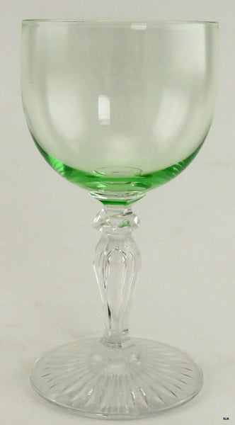 5 Antique Great Quality Hand Blown Green Wine Glasses