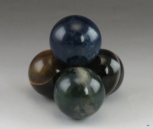 Semiprecious Sphere Pyramid Paperweight Agate Lapis Tiger Eye Natural Stones