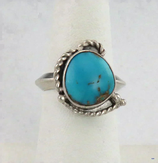 Southwest Native American Indian Sterling Silver and Turquoise Ring Size 6