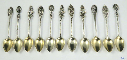 11 Late 1800's Italian/German 800 Silver Demitasse Spoons