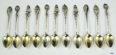 11 Italian/German 800 silver demitasse spoons from the late 1800's.