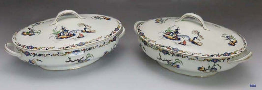 Antique Pair John Maddock & Sons Covered Vegetable Serving Dishes