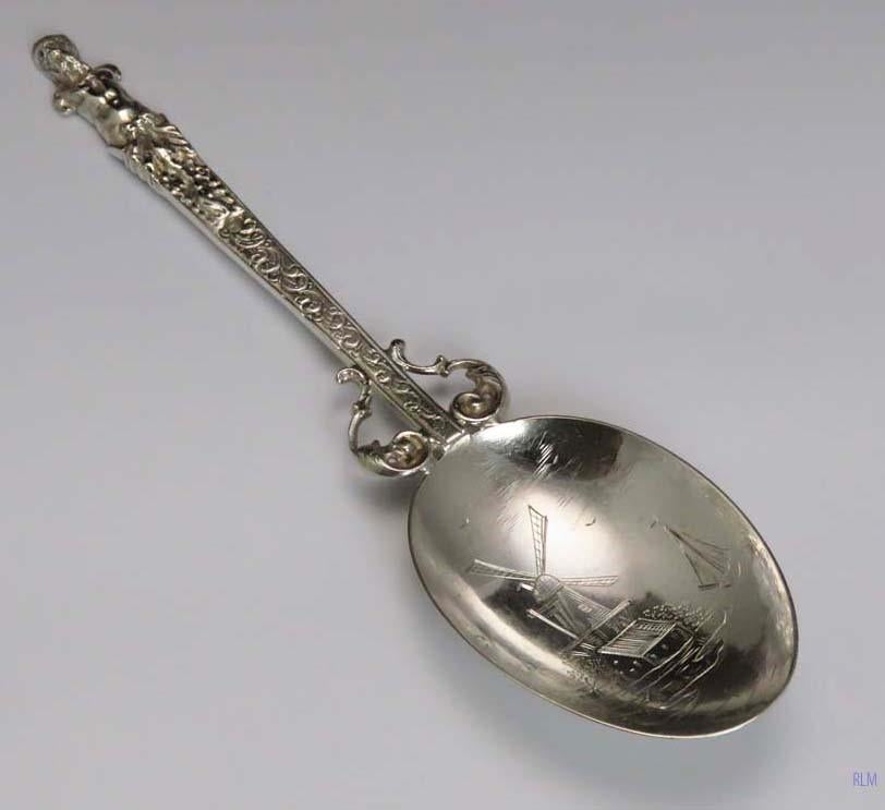 1888 Antique Dutch 833 Silver Spoon w/ Greco/Roman Character