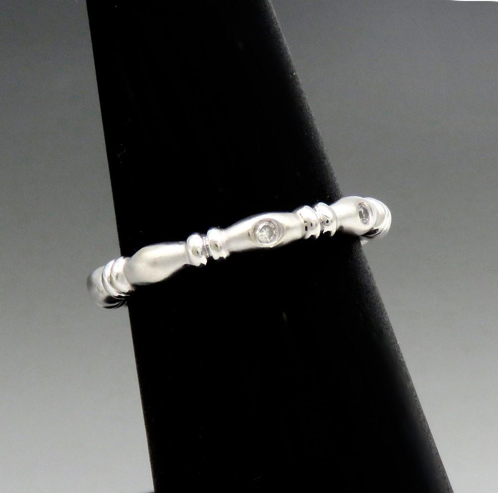 Sleek Contemporary 14k White Gold Diamond Frosted Finish Eternity Band Ring