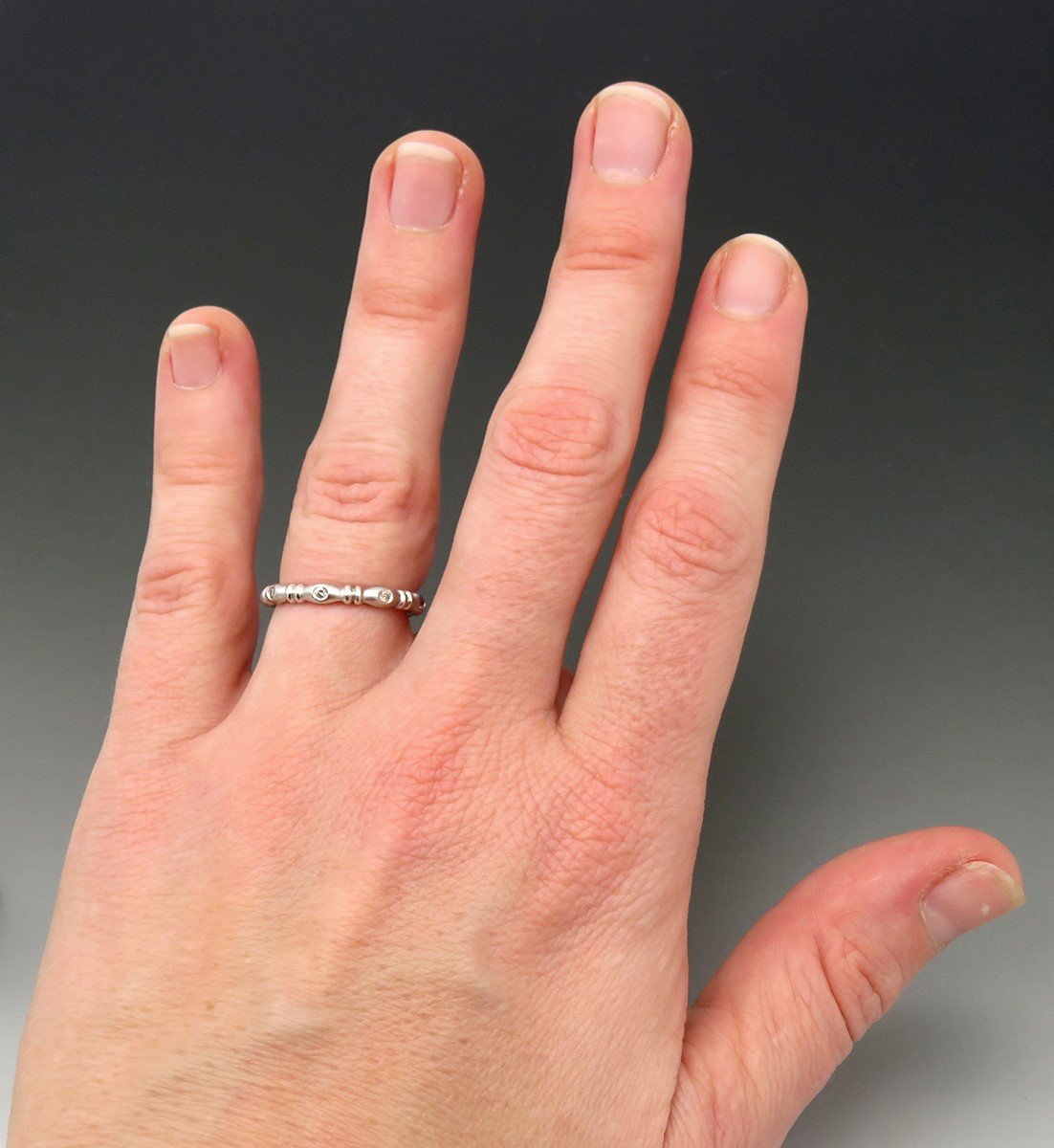 Sleek Contemporary 14k White Gold Diamond Frosted Finish Eternity Band Ring