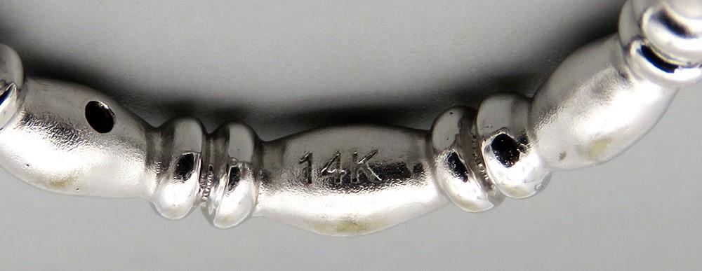 Sleek Contemporary 14k White Gold Diamond Frosted Finish Eternity Band Ring