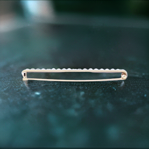 c1910 Lovely 14k Gold Platinum Seed Pearl Bar Pin / Brooch