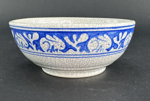 Nice Antique Signed Dedham Pottery Rabbit Crackle Glaze Bowl 6.75"
