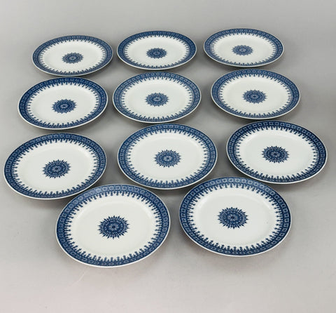 11 Antique Royal Worcester 7 Inch Plates Blue and White 1889