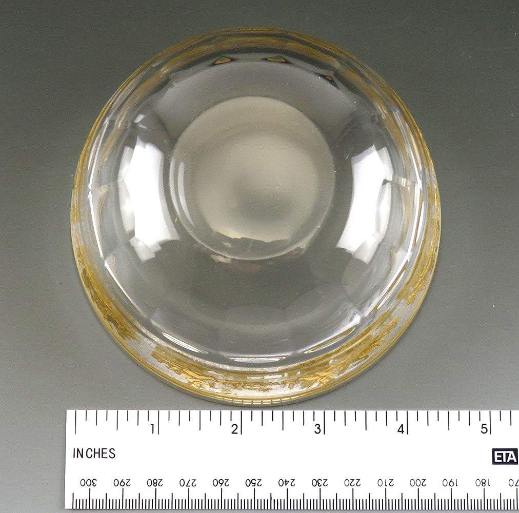 8 Val St. Lambert Danse de Flore Gold Crystal Glass Dessert Fruit Bowls 4 1/2"