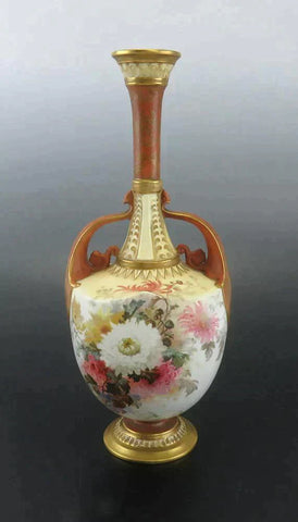 Antique c1890 Victorian Royal Doulton Burslem Tall Porcelain Flower Vase or Urn