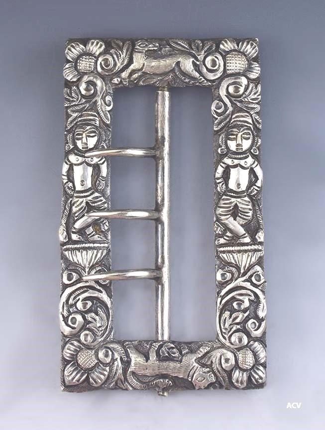 Fabulous 1850s-1890s Antique Asian/ Indian/Thai 900 Purity Silver Buckle