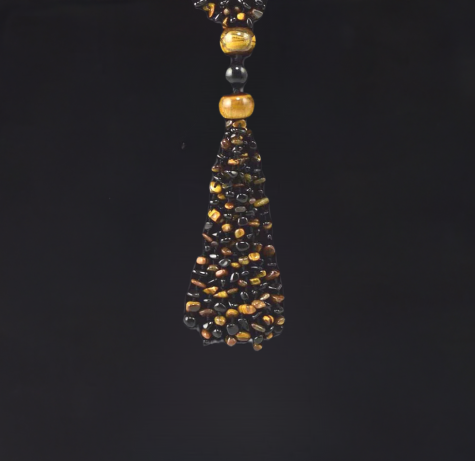 Gorgeous Sajen Tiger's-Eye And Onyx Stones Beaded Necklace