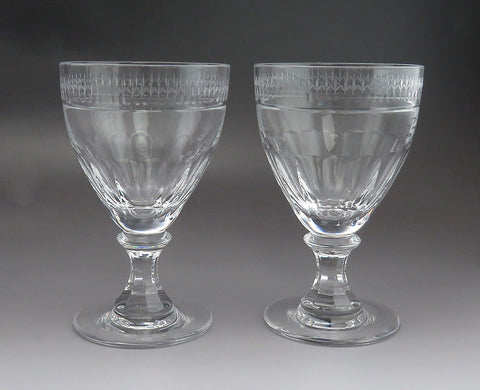 Lovely Pair Signed William Yeoward Gloria Crystal Water Goblets Wine Glasses