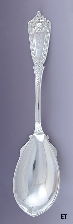 Antique Whiting Sterling Silver Ivy Large Casserole Serving Spoon 8 3/4"
