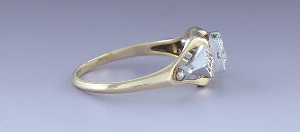 Stunning 14k Gold & Platinum ~.58ct Diamond Three Stone Engagement Ring