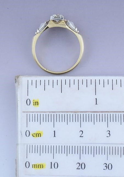 Stunning 14k Gold & Platinum ~.58ct Diamond Three Stone Engagement Ring