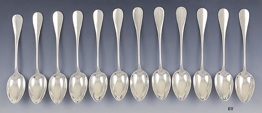 11 Antique 1885-1900 French 950 Sterling Silver Massat Frères Spoons 5 3/4"