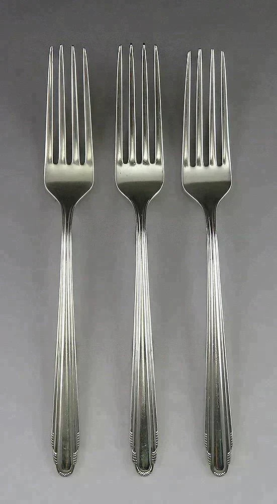 3 Quality Art Deco Sterling Silver Dominick & Haff Contempora Dinner Forks