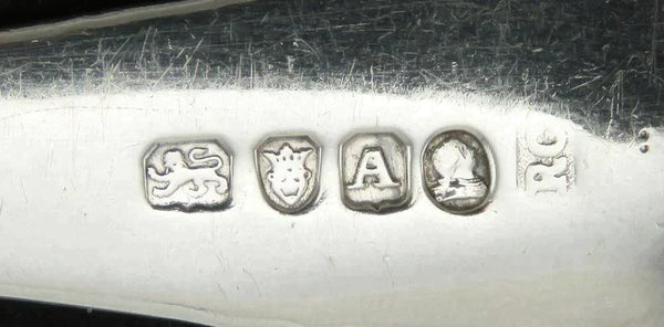 Antique 1796 English Sterling Silver Chased Gilded Fruit Serving Spoon