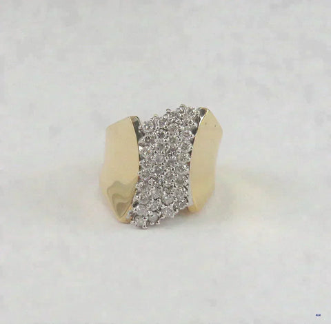 Dazzling 14k Yellow Gold & ~.75-1ct Diamond Ring Size 6.75