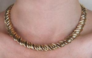 High End Italian 14K Yellow Gold Choker Style Necklace 16 1/2"- 44.4 grams