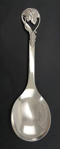Vintage Solid Sterling Silver Frank Whiting Grape Motif Large Serving Spoon