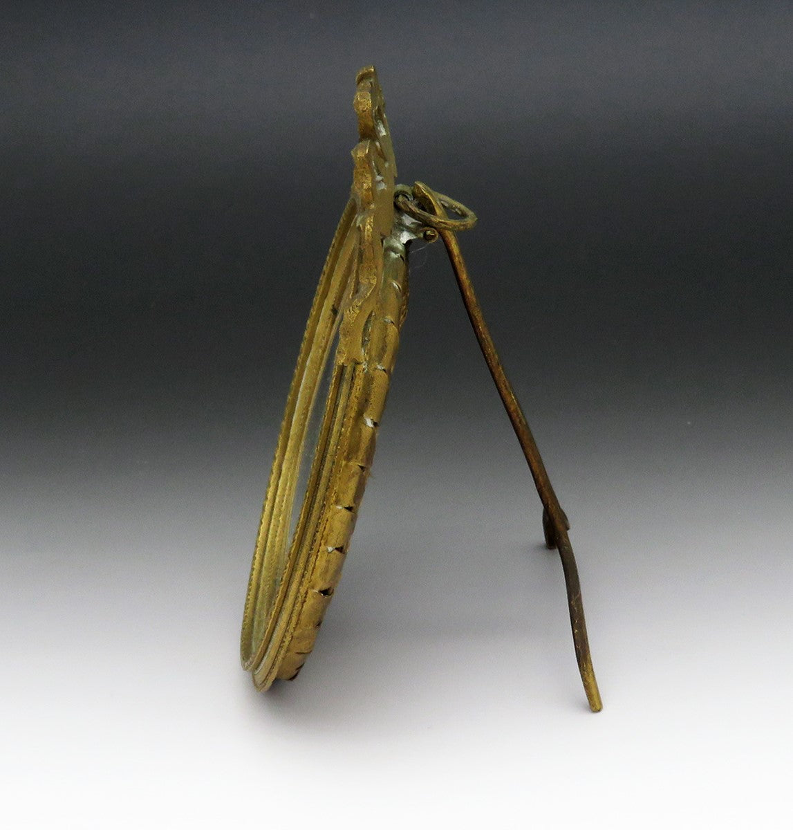 Stunning Mid/Late 1800s French Hand-Painted Portrait Gilt Brass Frame