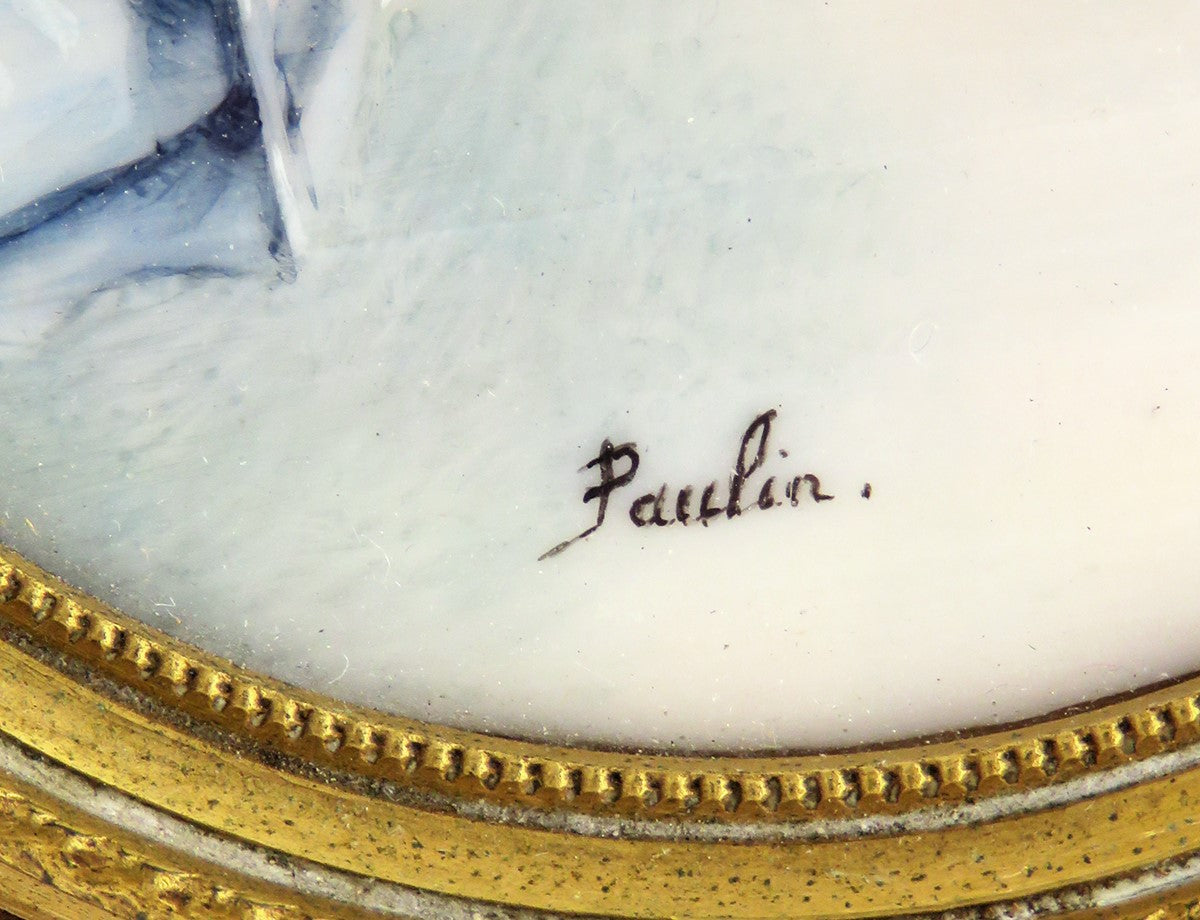 Stunning Mid/Late 1800s French Hand-Painted Portrait Gilt Brass Frame