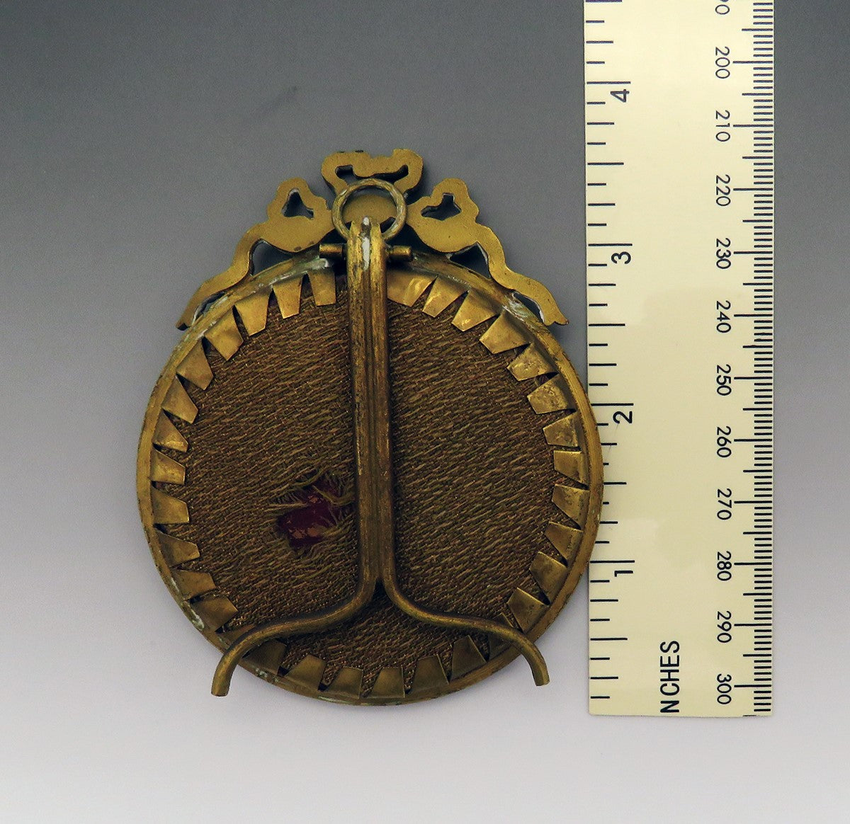 Stunning Mid/Late 1800s French Hand-Painted Portrait Gilt Brass Frame