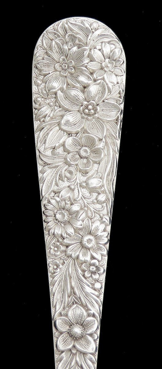 Fabulous S. Kirk Son Inc Repousse Sterling Silver Serving Fork 8 1/2 Inches