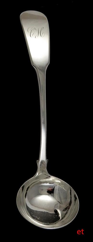 1825 Antique Scottish Sterling Silver Fiddle Pattern Gravy/Sauce Ladle