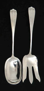 Elegant Blanchard Lotus Handwrought Sterling Silver Salad Serving Set