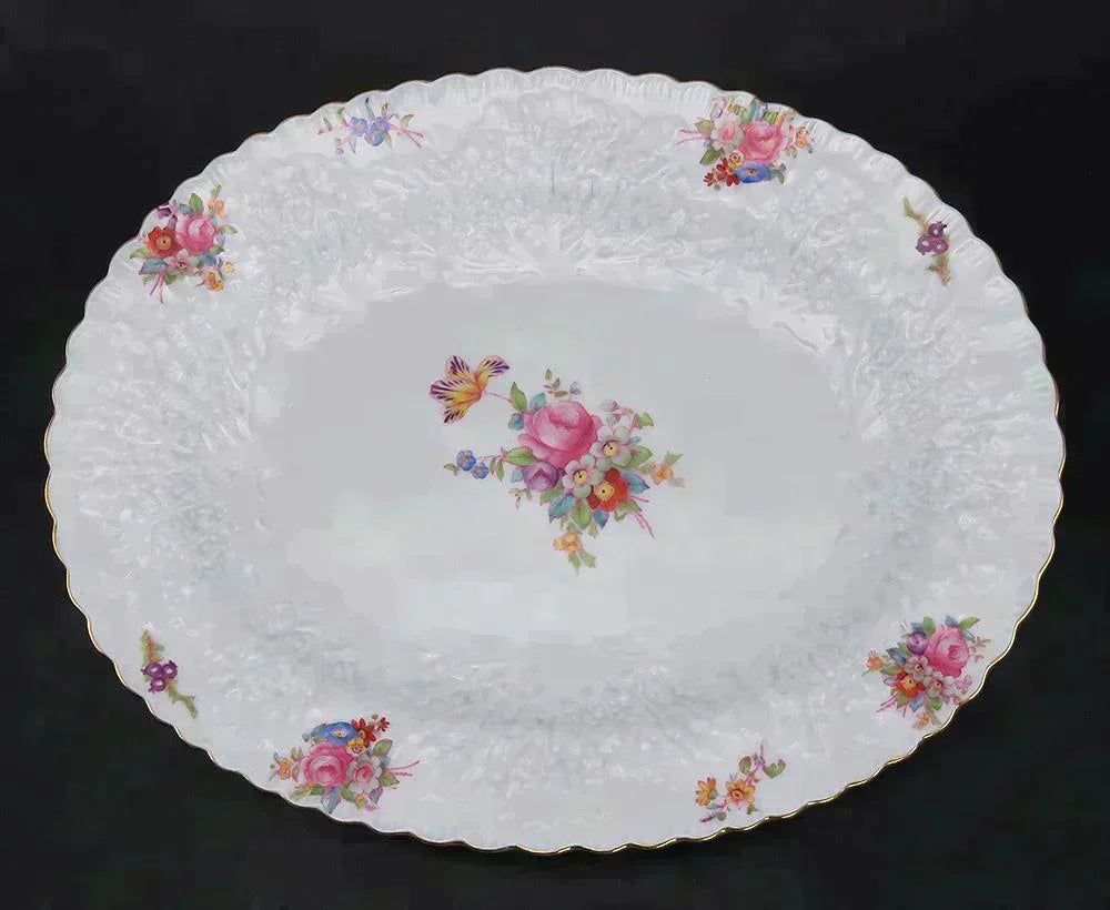 Lovely Copeland Spode English Dresden Rose Savoy Platter 11.5" Fine Porcelain