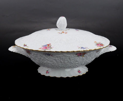 Rare Copeland Spode Dresden Rose Savoy English Porcelain Covered Entrée Dish