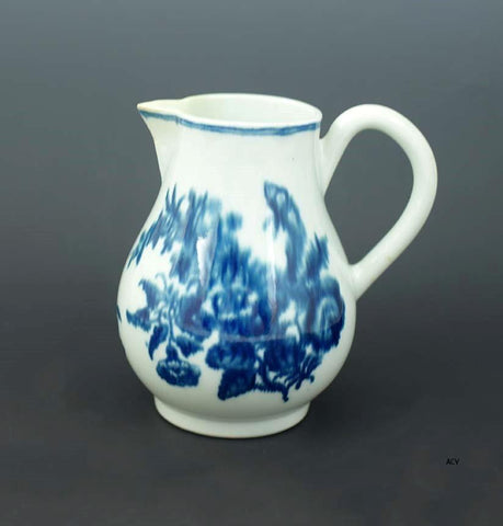Antique 18th C. Porcelain Worcester English Blue and White Creamer Pitcher