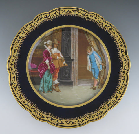Pristine ANTQ Paris France Hand Painted Sevres Style Cabinet Plate Signed Leber