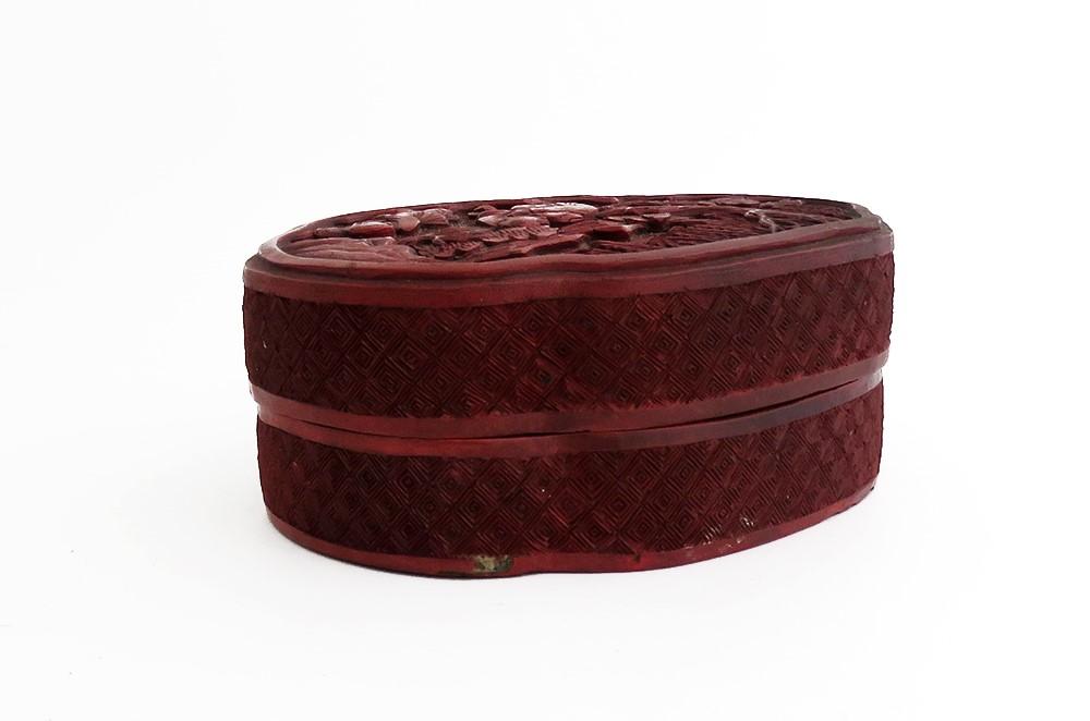 Mid/Late 1800s Antique Chinese Carved Cinnabar Lacquer Red Dresser Ink Box