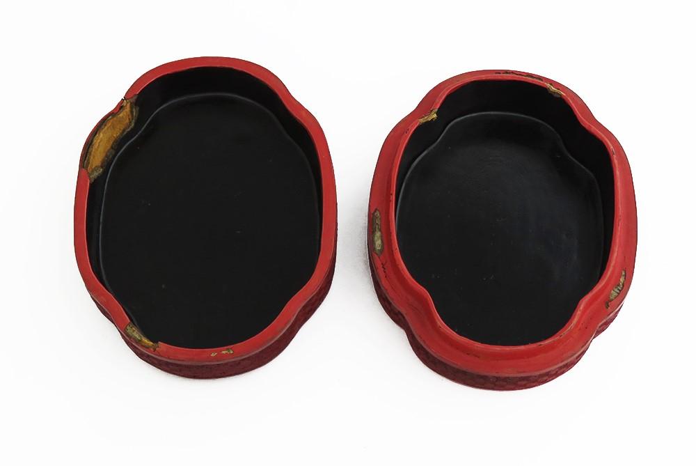 Mid/Late 1800s Antique Chinese Carved Cinnabar Lacquer Red Dresser Ink Box