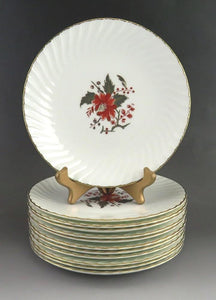 12 Beautiful Royal Worcester Lynbrook Pattern Porcelain Salad / Luncheon Plates