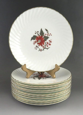 12 beautiful Royal Worcester Lynbrook patterned porcelain salad/ luncheon plates.