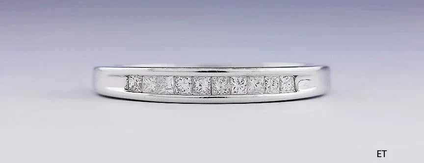 Elegant 14K White Gold & .25CT Diamond 10 Stone Anniversary Band Ring