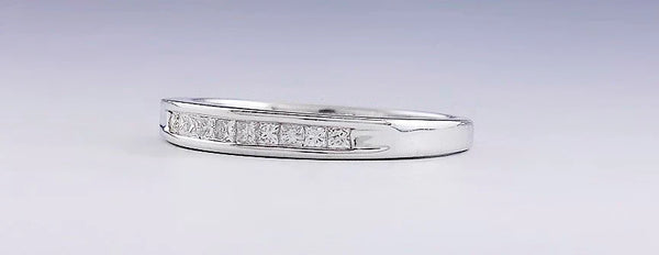 Elegant 14K White Gold & .25CT Diamond 10 Stone Anniversary Band Ring